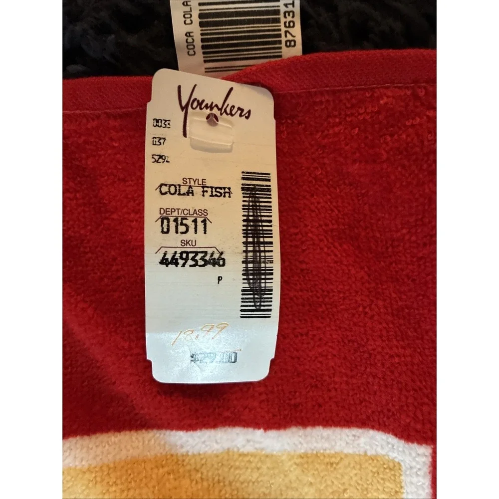 NWT Vintage 1992 Coca Cola Beach Towel Boy Dog Fishing 29X59